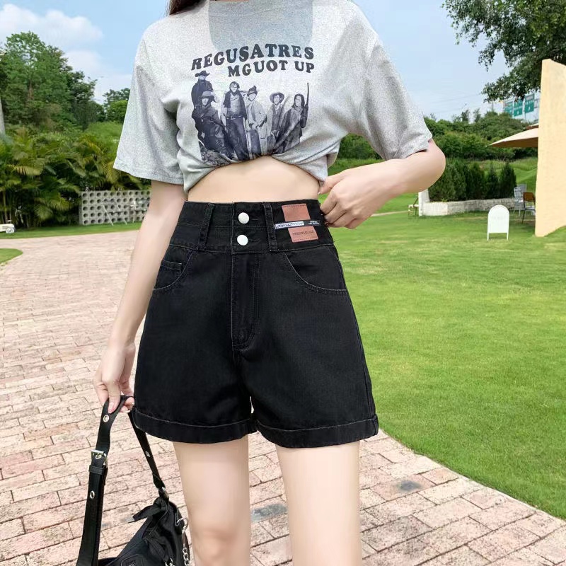 Quần Short Denim Lưng Cao Ống Rộng Thời Trang Mùa Hè Hàn Quốc Dành Cho Nữ