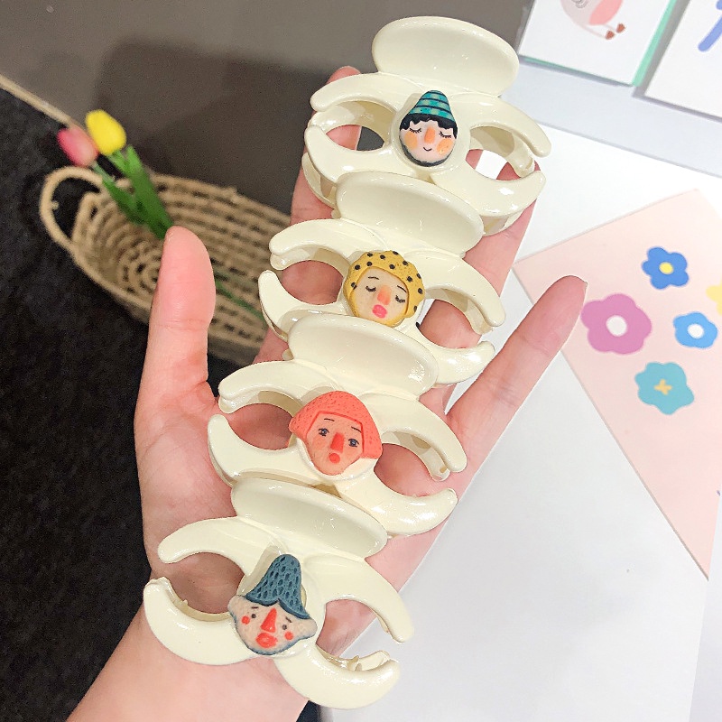 Kẹp tóc màu trắng sữa họa tiết hoạt hình đơn giản xinh xắn ngọt ngào