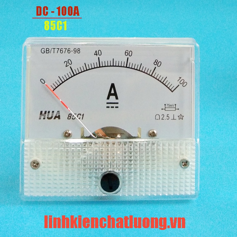 Ampe kế cơ DC 100A 85C1 đo dòng 0-100A chính hãng HUA