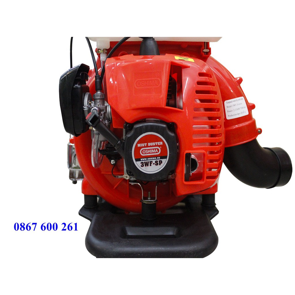 NÓNG! Máy xạ phân đeo vai chạy xăng Oshima 3WF-SP, Máy phun vôi bột, phân bón động cơ 2 thì, máy thổi lá giá rẻ
