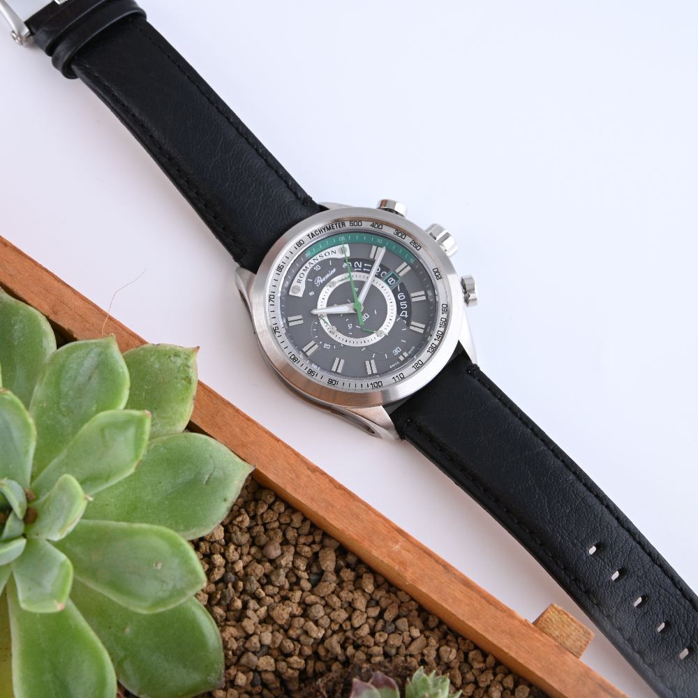 Đồng hồ Romanson Men Watch Sport PL3208HMWGREY nam mặt kính Sapphire chống xước, máy Thụy Sĩ, dây da cao cấp chính hãng