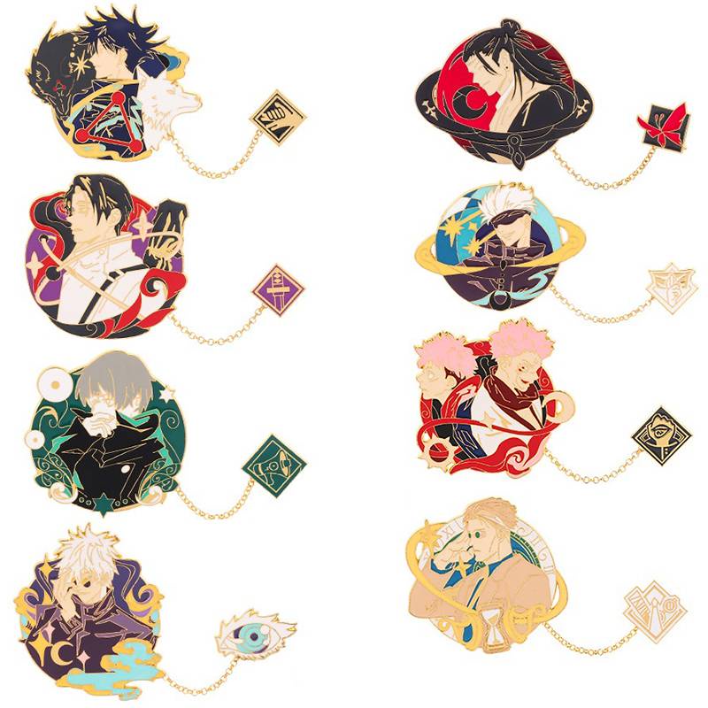 Ghim cài kiểu dáng hoạt hình dễ thương bằng kim loại New Japanese Anime Icons Jujutsu Kaisen Enamel Pin Brooches clothes Backpack Collar Badge Lapel Pin Jewelry Gifts Nanami Kento Inumaki Toge Ryoumen Sukuna