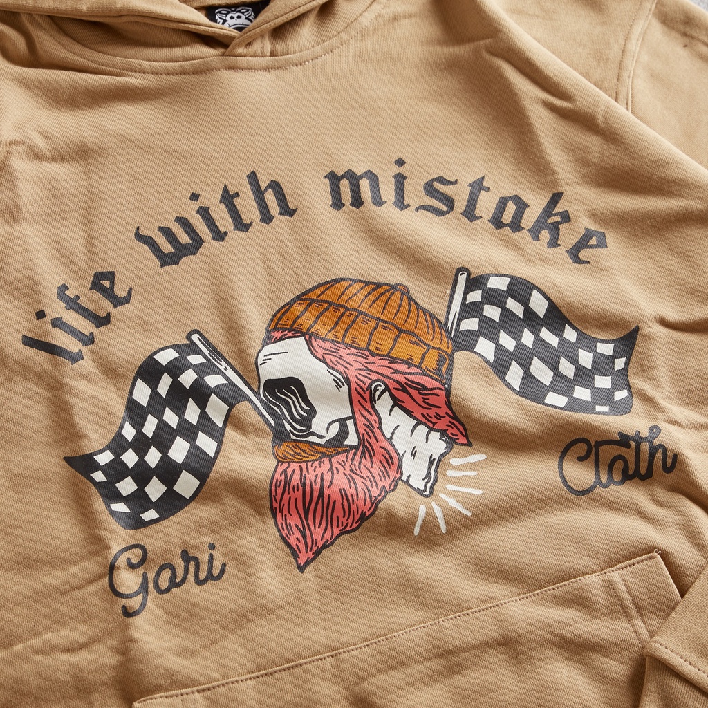 Áo Hoodie Tay Dài Gori | Màu Tan Form Rộng Họa Tiết Life With Mistake