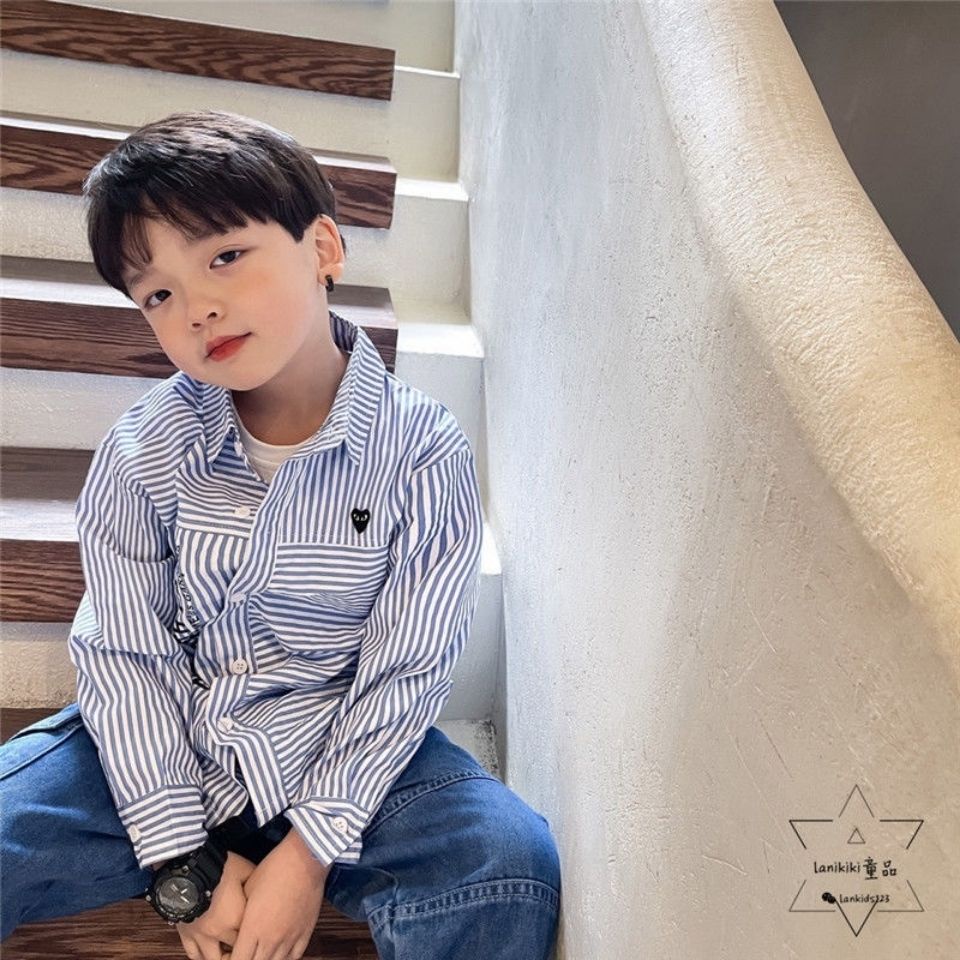Áo Sơ Mi Tay Dài Kẻ Sọc Màu Hồng Thời Trang Mùa Xuân 2022 Cho Bé Trai