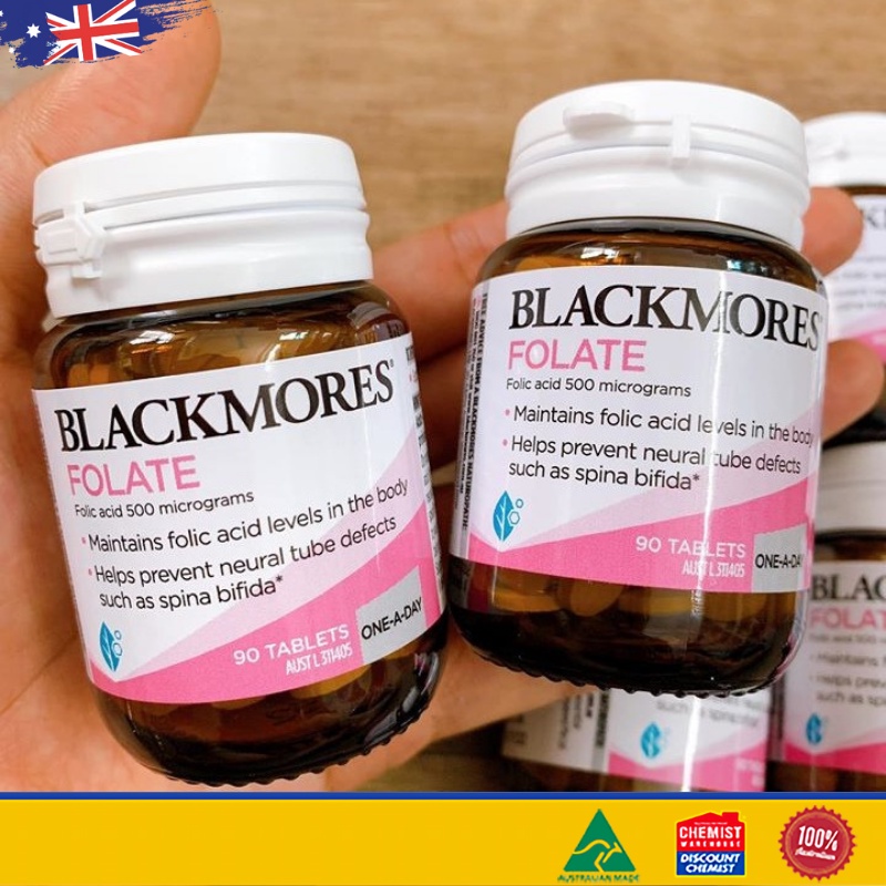 Viên uống bổ sung Axit Folic cho bà bầu Blackmores Folate 500mcg 90 viên (SP3)