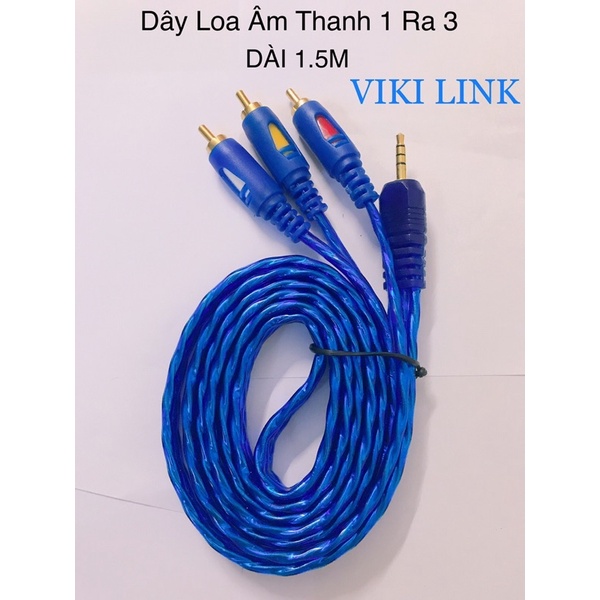 Dây Loa Âm Thanh 1 Ra 3 Dài 1.5M Màu Xanh Chất Lượng Cao