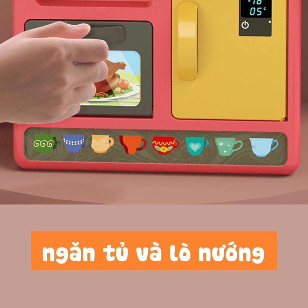 Bộ đồ chơi nấu ăn cho bé cỡ lớn 43cm mô phỏng nhà bếp phiên bản có nhạc và đèn, đồ chơi nhà bếp cho bé gái BOBIKIDS NA02