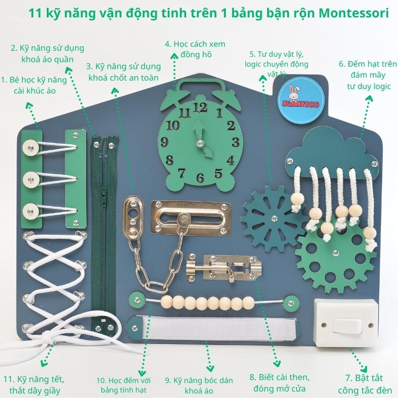 Bảng Bận Rộn Busy Board Đồ Chơi giáo Dục Ngôi Nhà Nhỏ BUNNYBOO Thông Minh giúp Bé giải Trí Phát Triền Kĩ Năng Tư Duy