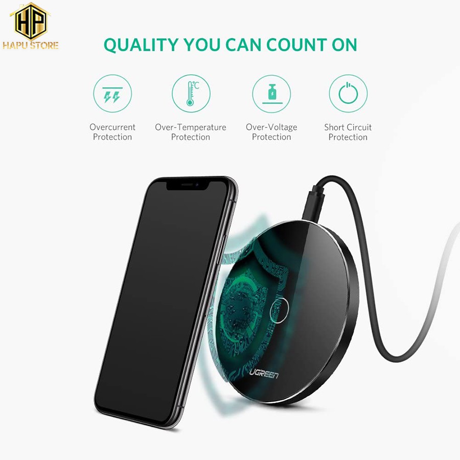 Sạc không dây (Wireless Charger) cho điện thoại Ugreen 30570 chính hãng - Hapustore