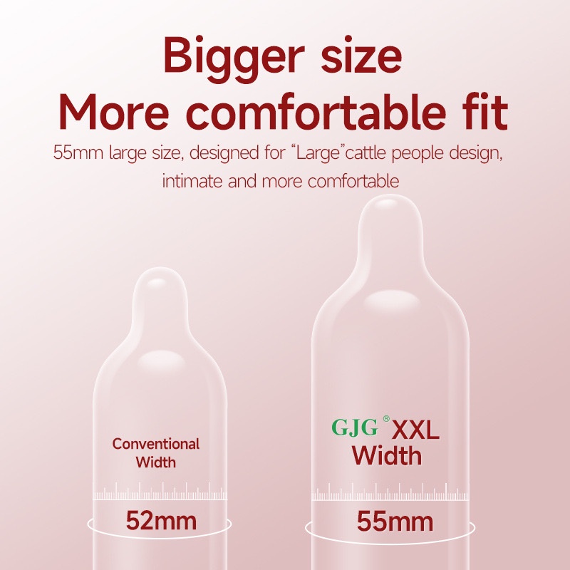 Bao cao su size lớn 55mm GJG XXL,siêu mỏng 0.01 nhiều bôi trơn, kéo dài thời gian quan hệ [ hộp 3 và 10 cái ]