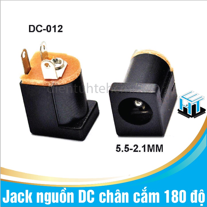 Jack nguồn DC chân cắm 180 độ - Size 5.5x2.1mm