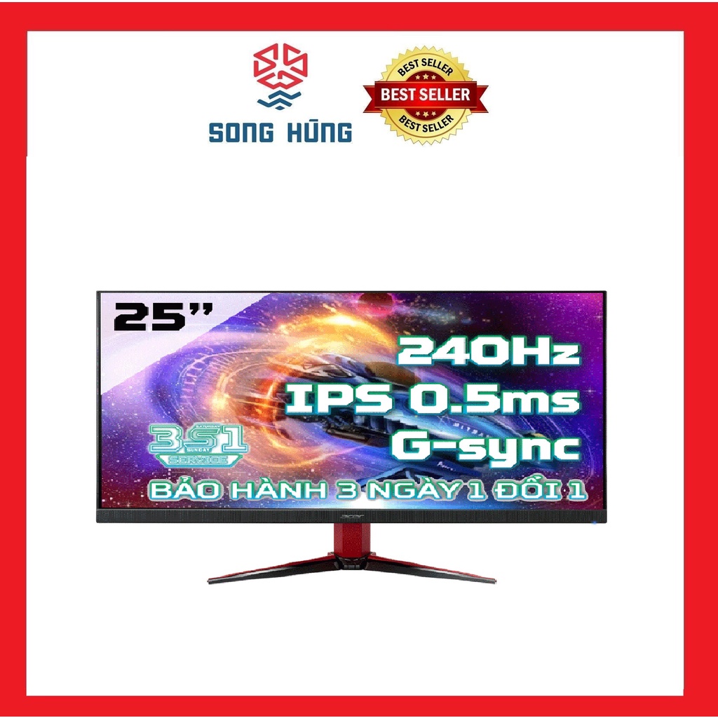 Màn Hình Acer VG252QX (25 inch/FHD/IPS/240Hz/0.5 ms/400 nits/DP+HDMI/G-Sync)