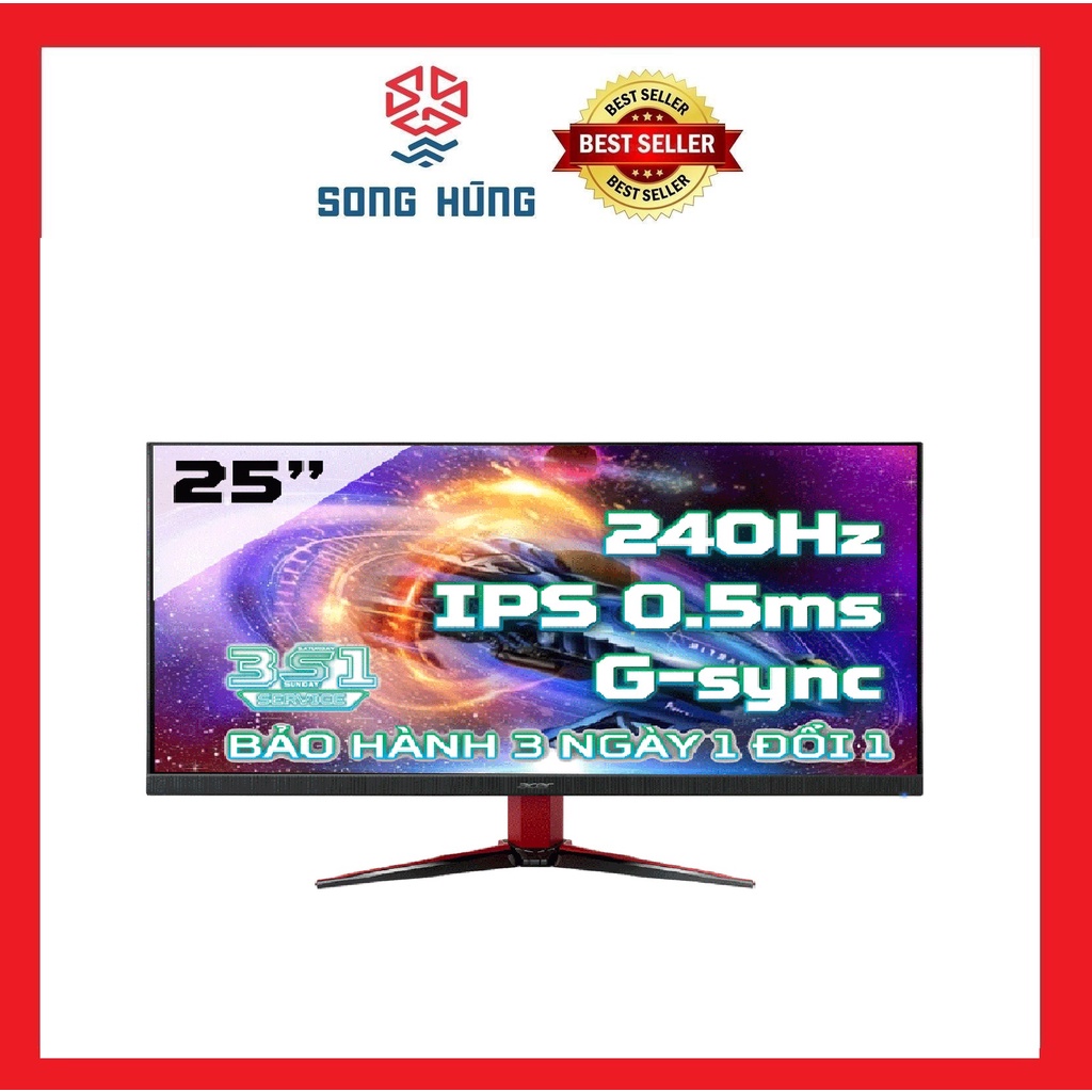 Màn Hình Acer VG252QX (25 inch/FHD/IPS/240Hz/0.5 ms/400 nits/DP+HDMI/G-Sync) | BigBuy360 - bigbuy360.vn