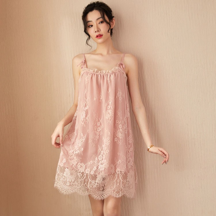 Váy Ngủ Sexy - Đầm Ngủ Sexy Ren Thêu Hoa Quyến Rũ Gợi Cảm Siêu Mềm Mại DN1016_GUU