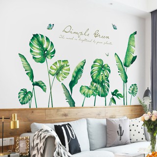 decal dán tường cao cấp cây lá xanh