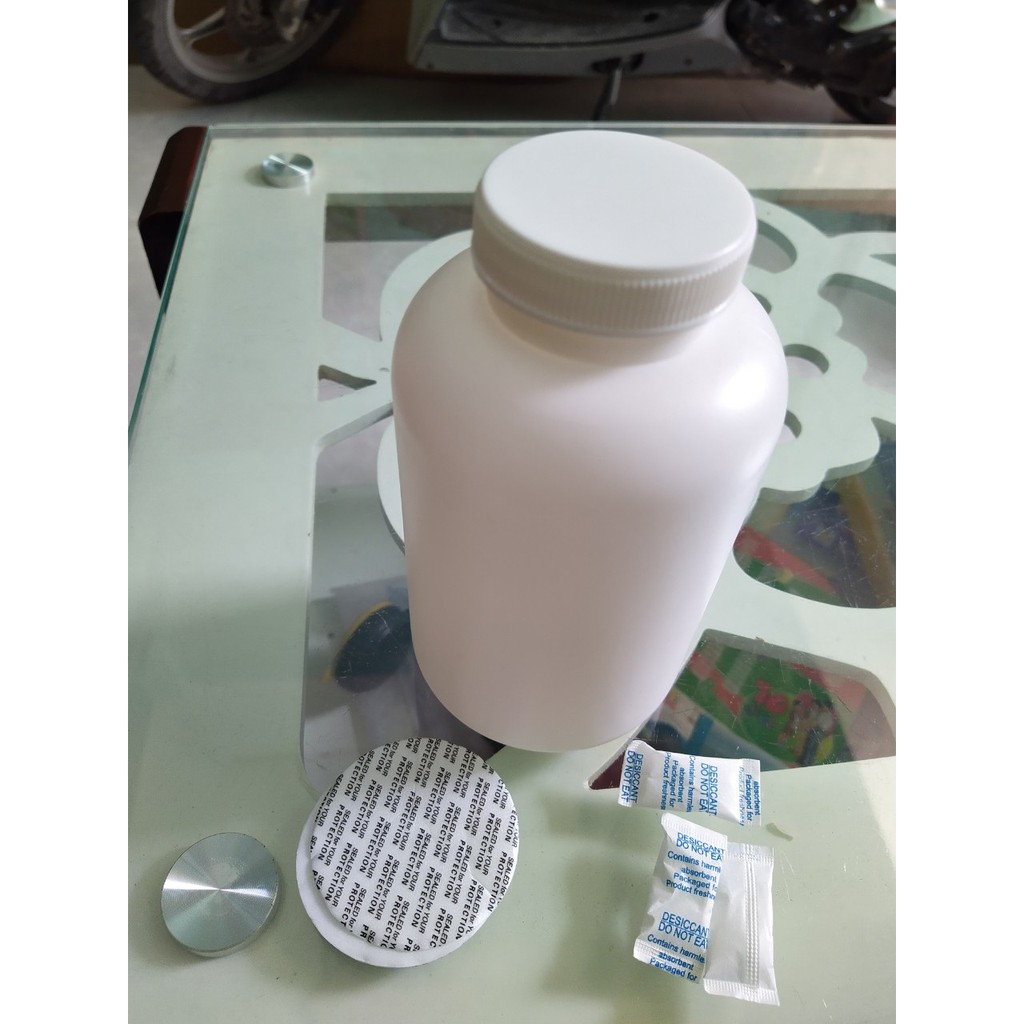Lọ nhựa dược trắng HDPE 500ML- Combo 50 lo gồm lọ, nắp vặn, màng siu tự dính và chống ẩm