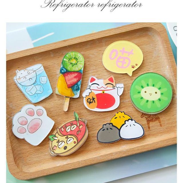 Miếng Dán Tủ Lạnh Hoạt Hình Bằng Gỗ