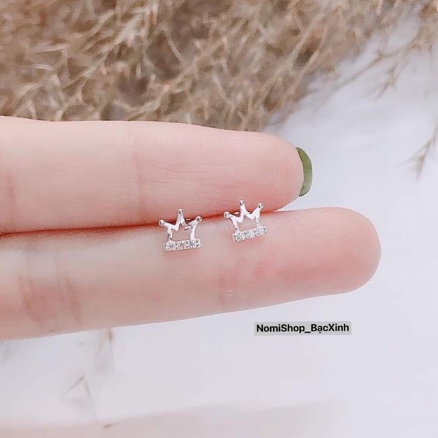 Bông tai bạc nhỏ nhắn xinh xắn, mẫu mới lạ độc đáo Mainomi Shop Bạc Xinh