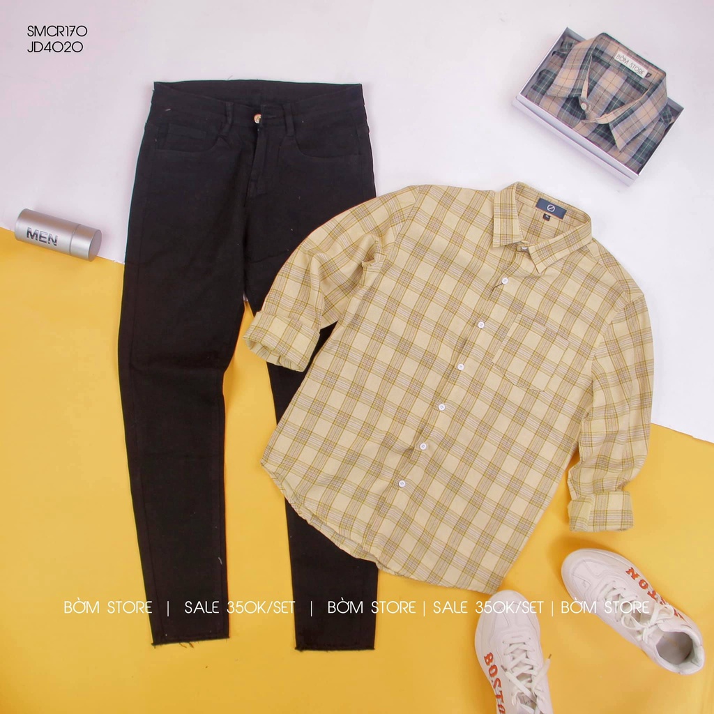 Bờm Store - Áo Sơ Mi Caro Nam Vàng cát sọc 170 | BigBuy360 - bigbuy360.vn