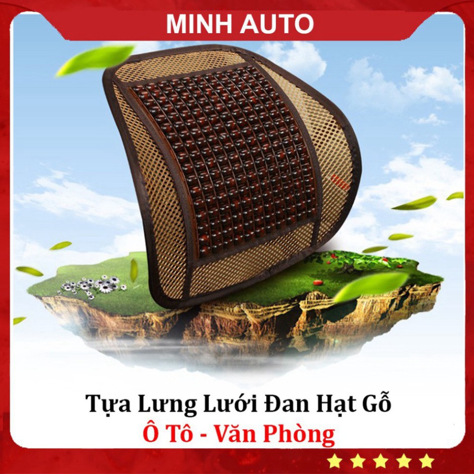 Tựa Lưng Ô Tô - Tựa Lưng Lưới Đan Hạt Gỗ - Cao Cấp, Chống Mỏi Lưng Cho Văn Phòng, Lái Xe Ô Tô