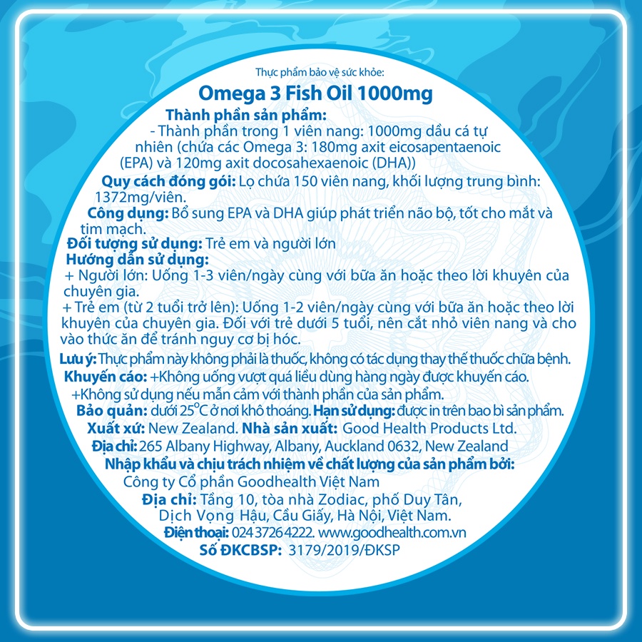 Viên dầu cá hỗ trợ tim mạch, não bộ, thị lực Goodhealth Omega 3 Fish Oil 1000mg 150 viên