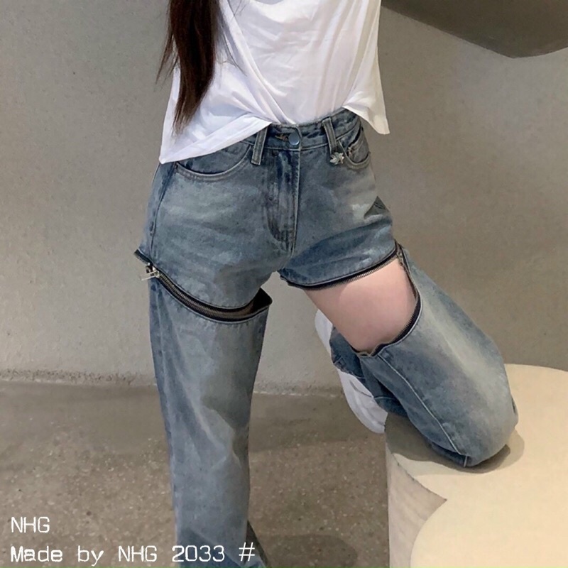 Quần Jeans Nữ Kéo Khoá 2 Mảnh Cá Tính - Quảng Châu loại 1