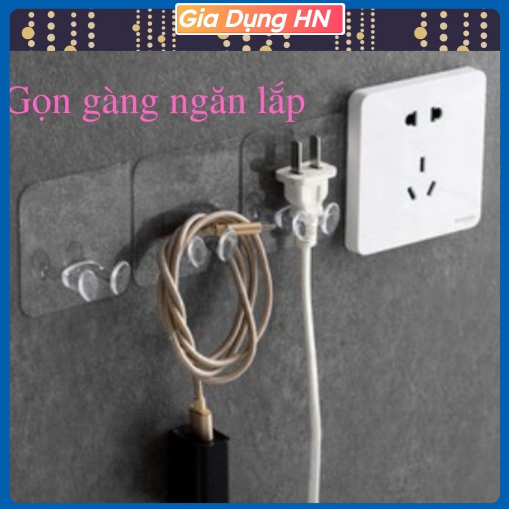 Móc Dán Tường Kẹp Giữ Dây Điện, Phích Cắm Điện/ Kê Đỡ Sạc Điện Thoại - Móc Treo Đồ Đa Năng Kẹp Dây Điện