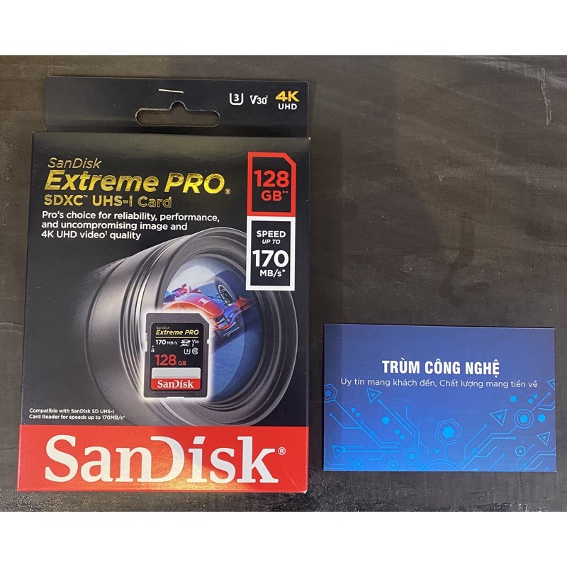 Thẻ Nhớ Máy Ảnh SDXC SanDisk Extreme Pro U3 V30 128GB 170Mb/s - Tốc độ siêu cao