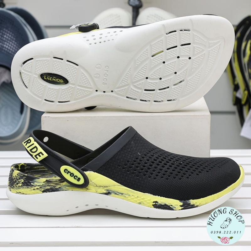Sục Literide 360 clog màu đen loang siêu êm mềm nhẹ, bền đẹp cho nam nữ