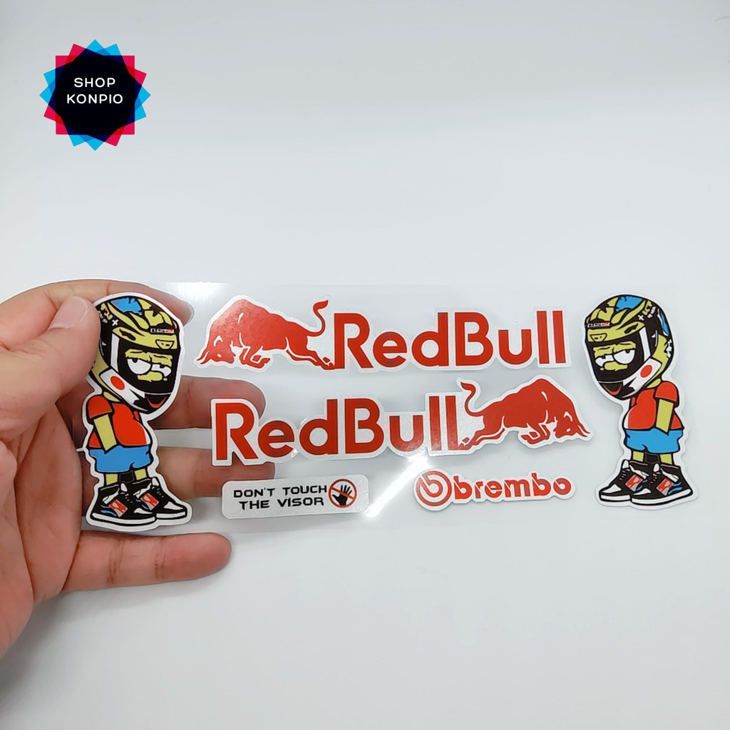 Bộ Tem Sticker Phản Quang RedBull Cao Cấp Dán Xe Máy, Ô Tô, Mũ Bảo Hiểm, Chống Thấm Nước, Chống Bay Màu