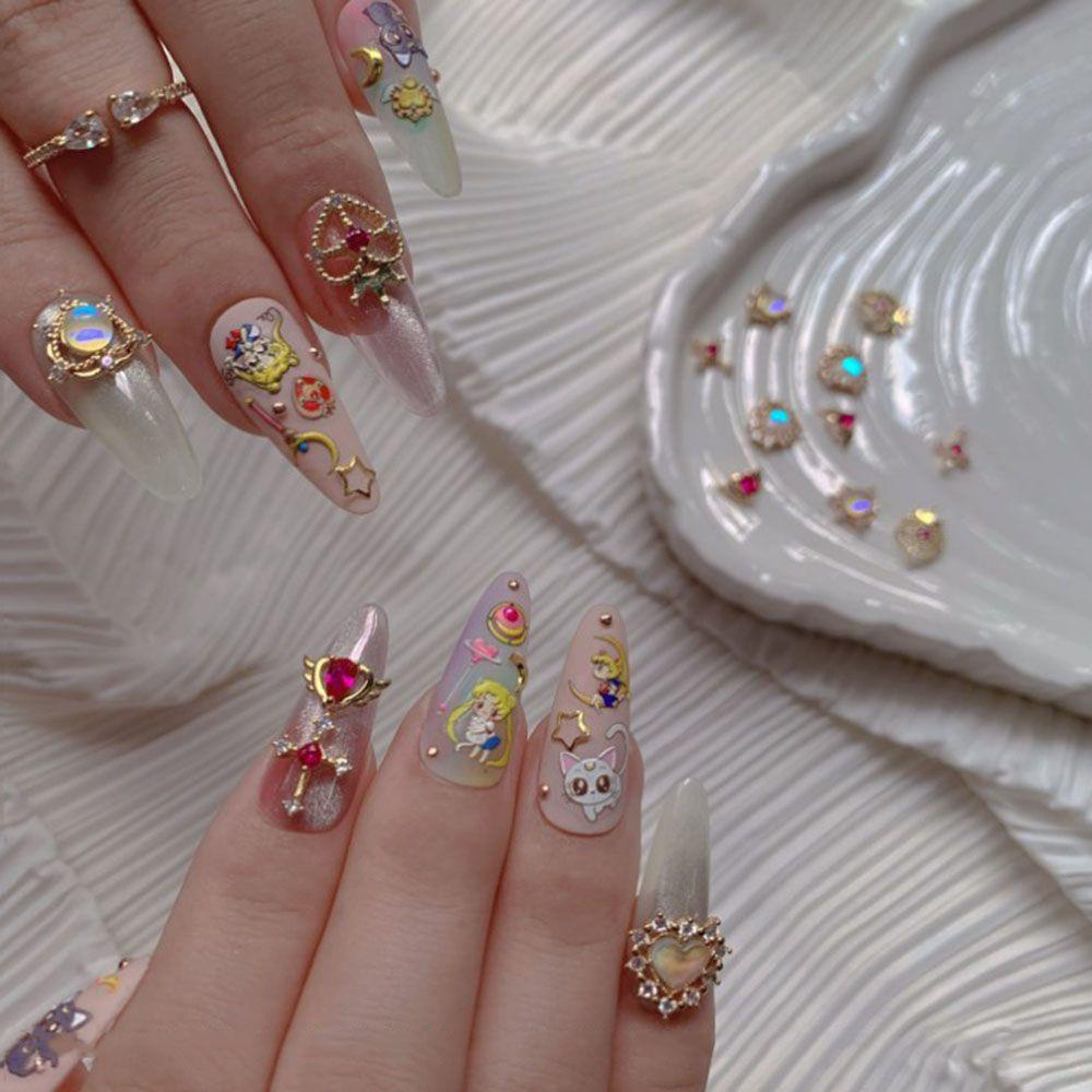 Hình Dán Móng Tay Hình Thủy Thủ Mặt Trăng Phong Cách Nhật Bản Xinh Xắn