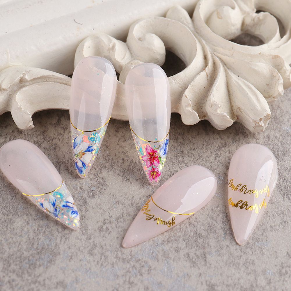 [Hàng mới về] Miếng dán trang trí móng tay họa tiết dòng kẻ chữ 3d diy