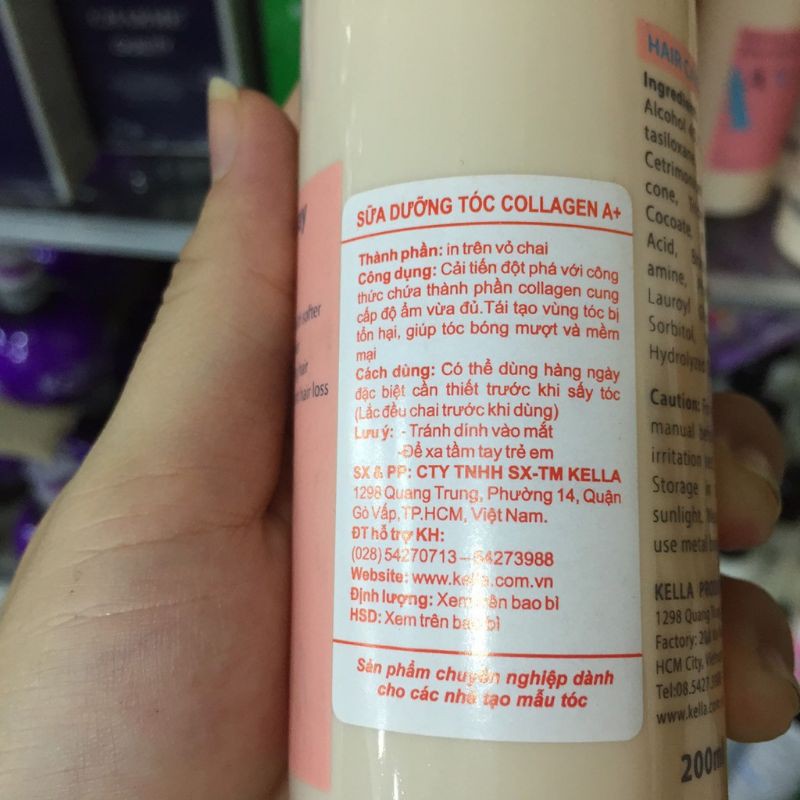 Sữa dưỡng tóc Kella Collagen A+ 200ml phục hồi tóc siêu mềm mượt