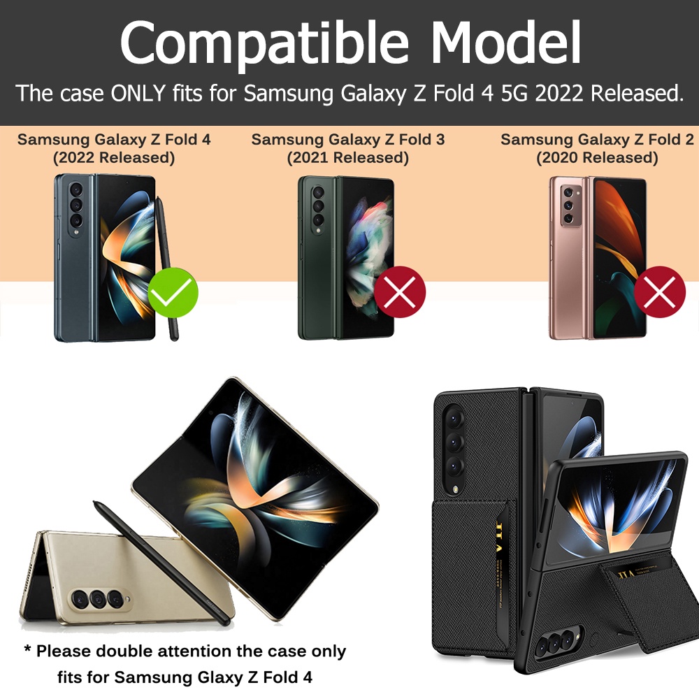 Bao Da Điện Thoại Nắp Gập Dạng Ví Có Ngăn Đựng Thẻ Và Giá Đỡ Cho Galaxy Z Fold 4 5G Z Fold 4 5G 2022 2022