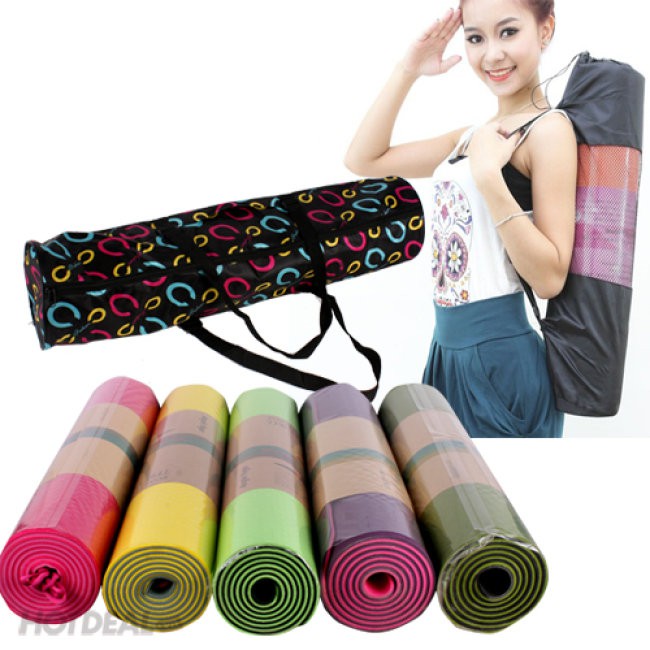 Thảm tập yoga TPE cao cấp 2 lớp dày 8mm chống trượt kèm tặng túi