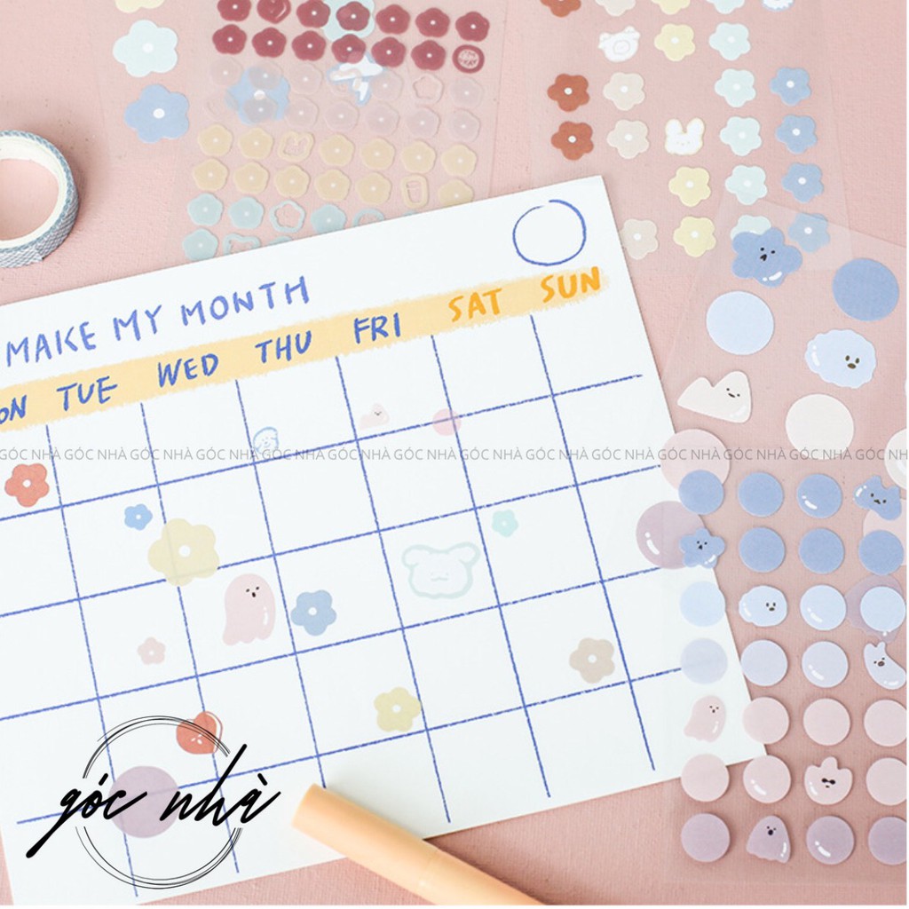 STICKER Chấm Hoạ tiết Cute Trái Tim Emotion Màu Pastel Decor Bullet Journal Dán Tường Xinh Xắn | Góc Nhà gocnha ST036