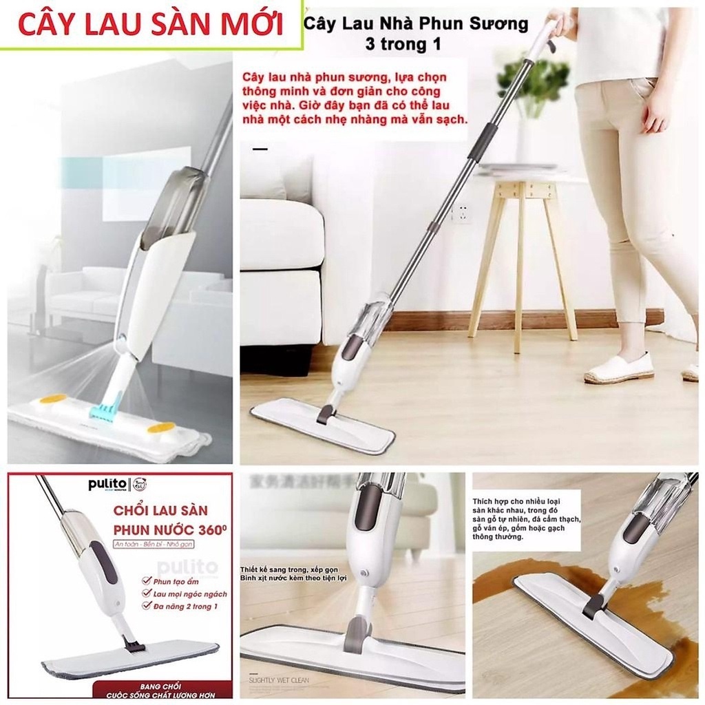 Chổi Lau Nhà Phun Sương 2in1 - Cây Lau Nhà Thông Minh Có Bình Xịt Nước Tự Động 88326