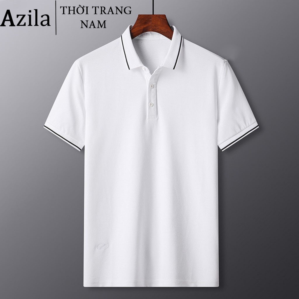 Áo Polo Nam, Áo Phông Cổ Bẻ Dáng Suông Phối Viên Chất Liệu Vải Cotton Cá Sấu Cao Cấp  - Azila - AC120