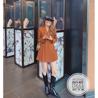 Bigsize Đầm cổ vest phối nút D551