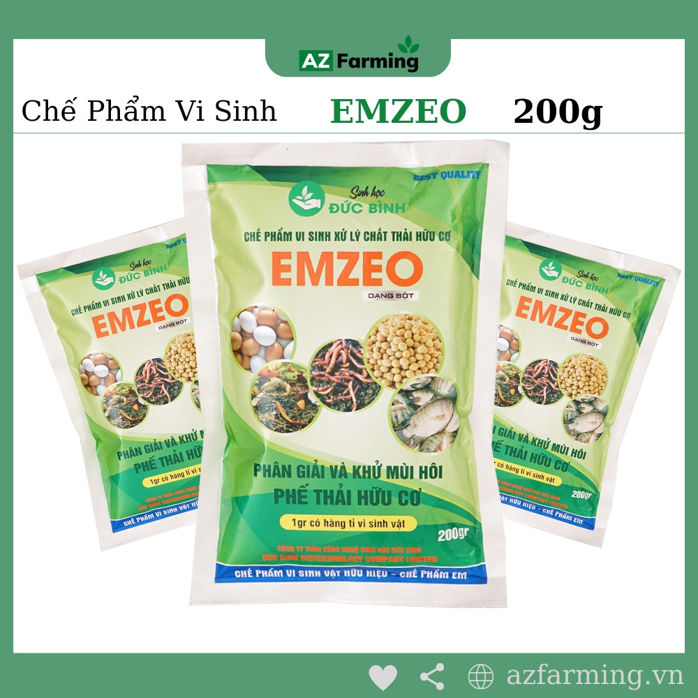 Chế Phẩm EM Emzeo Đức Bình - Ủ Phân Hữu Cơ, Khử Mùi Hôi - Gói 200g - AZ Farming