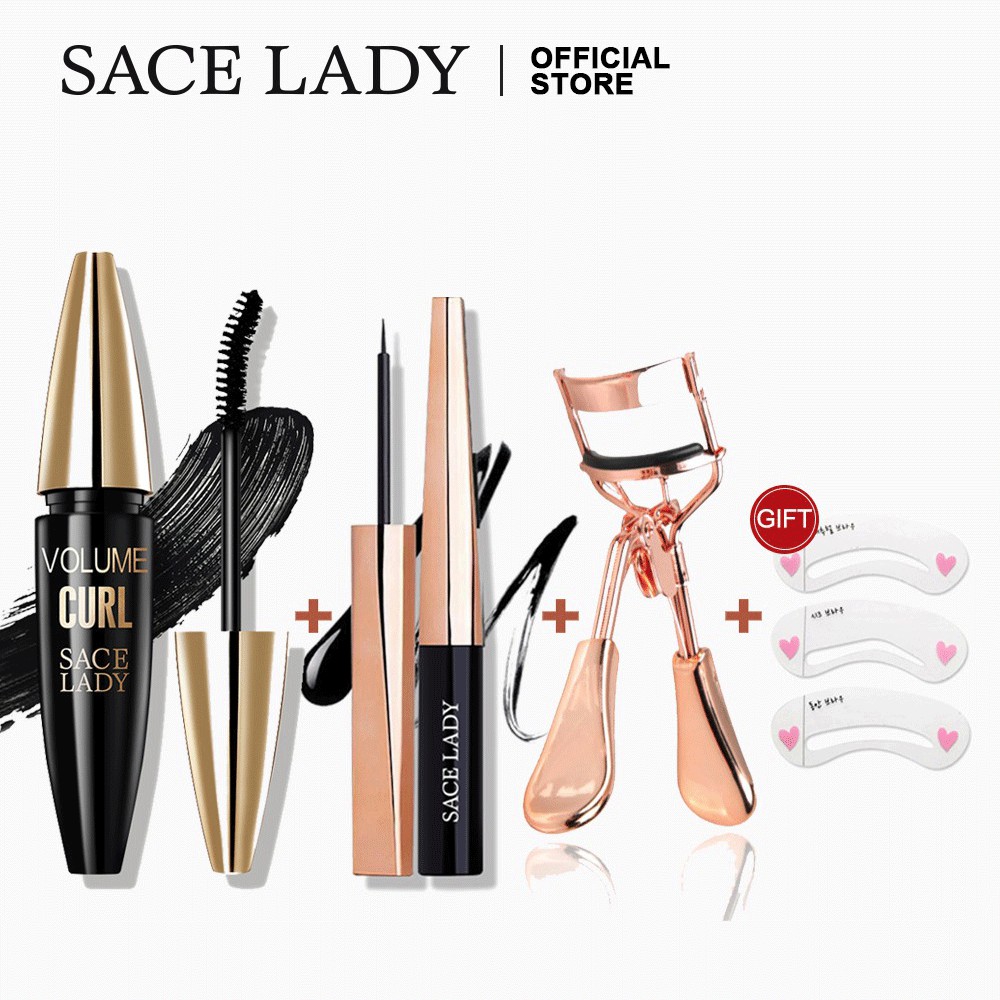 Bộ sản phẩm gồm 3 món trang điểm mắt của SACE LADY gồm mascara &amp; bút kẻ mắt &amp; kẹp bấm mi 80g