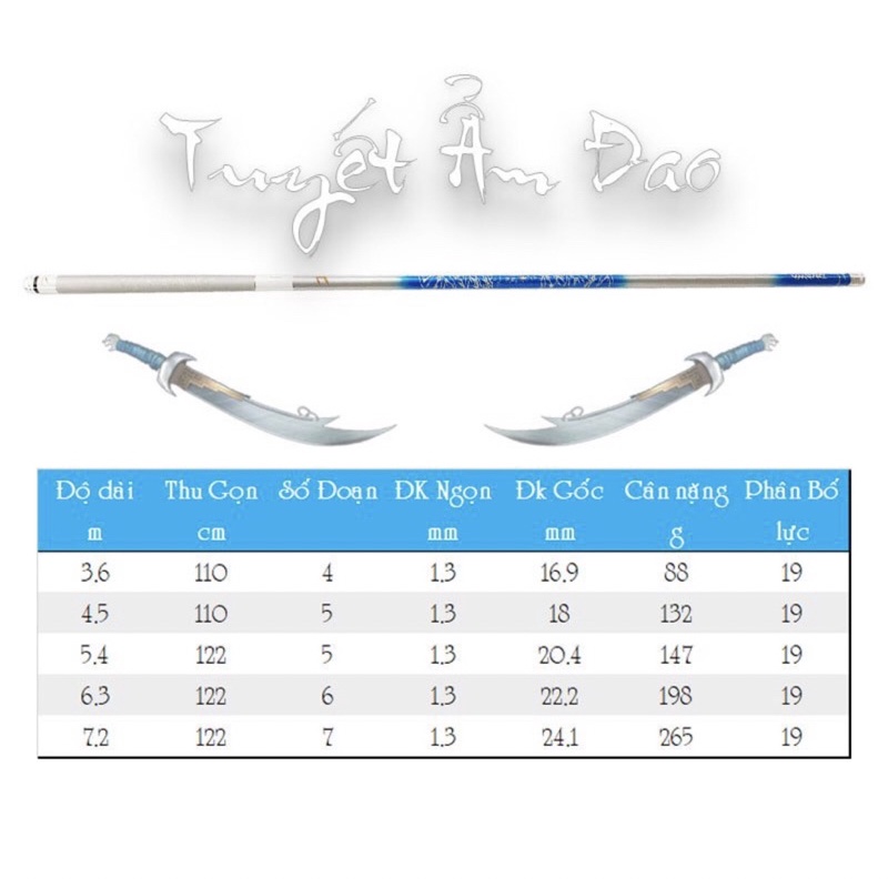 Cần câu tay Tuyết Ẩm Dao 6H19 tặng kèm ngọn phụ