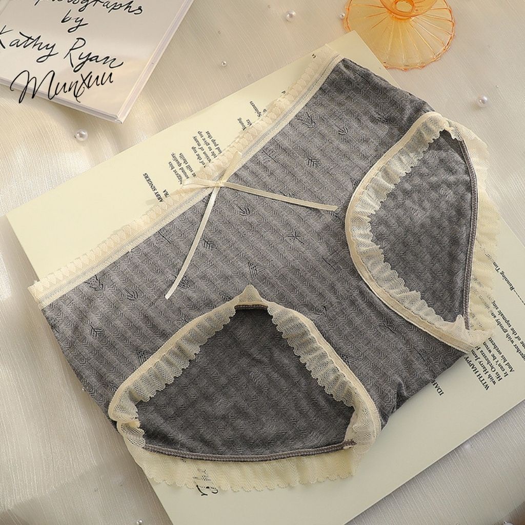 Quần lót nữ Cotton cao cấp chất liệu mềm siêu mát lạnh phối ren nơ ngọt ngào - MUNXUU QC82