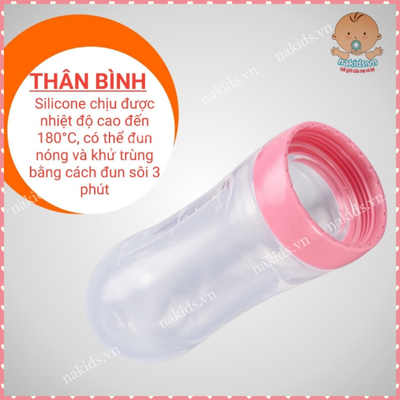 Bình Thìa Ăn Dặm Silicon, Bình Bón Cháo, Bột Cho Bé An Toàn Và Tiện lợi MS16