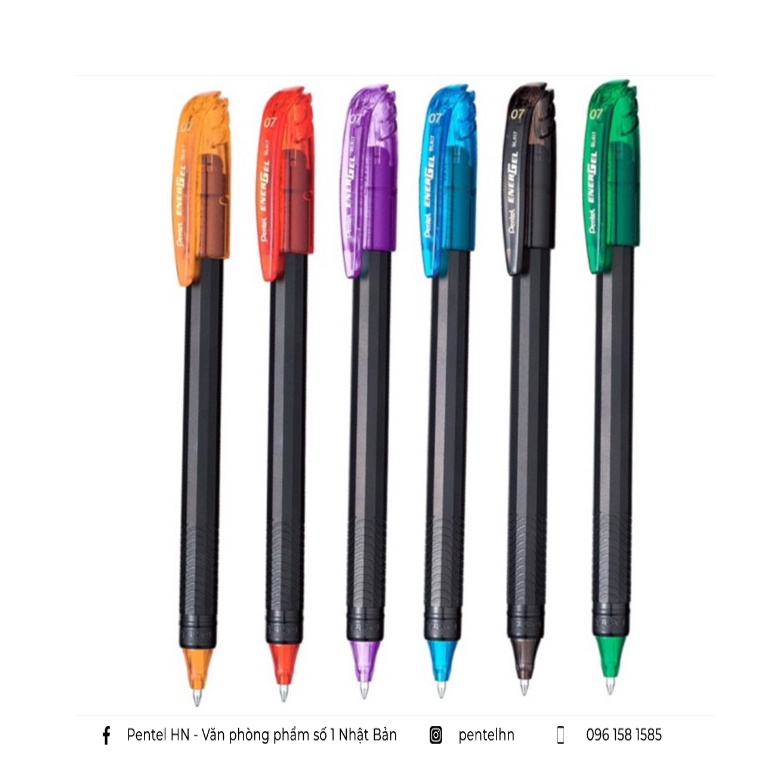 Bút Bi Nước Mực Gel Nhật Bản Pentel Energel BL417 | 12 Màu Mực | Ngòi 0.7mm | Công Nghệ Mực Siêu Nhanh Khô | Không Lem |