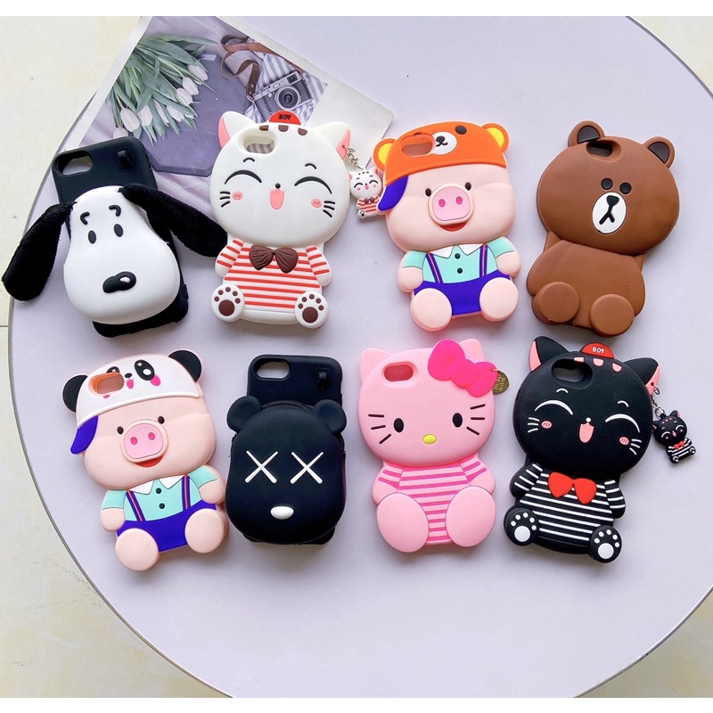(ẢNH THẬT) Ốp lưng iphone 6/6s thú silicon hình lợn cute, mèo kitty, gấu brow