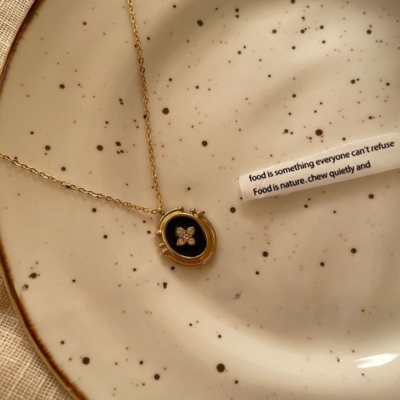 Dây Chuyền Ngắn Bằng Thép Titan Chất Lượng Cao Đơn Giản Hình Ngôi Sao Chân Dung Hoa Hồng Phong Cách retro Pháp Cho Nữ