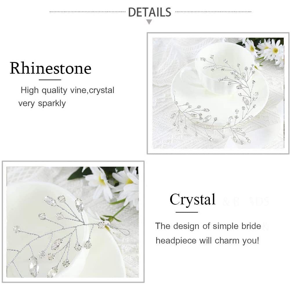 Cài Tóc Hình Hoa Lá Đính Đá Lấp Lánh Cho Cô Dâu