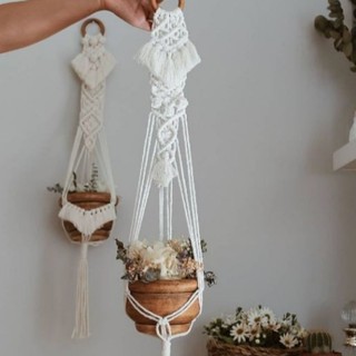 Macrame mành treo chậu cây decor trang trí 20*70cm