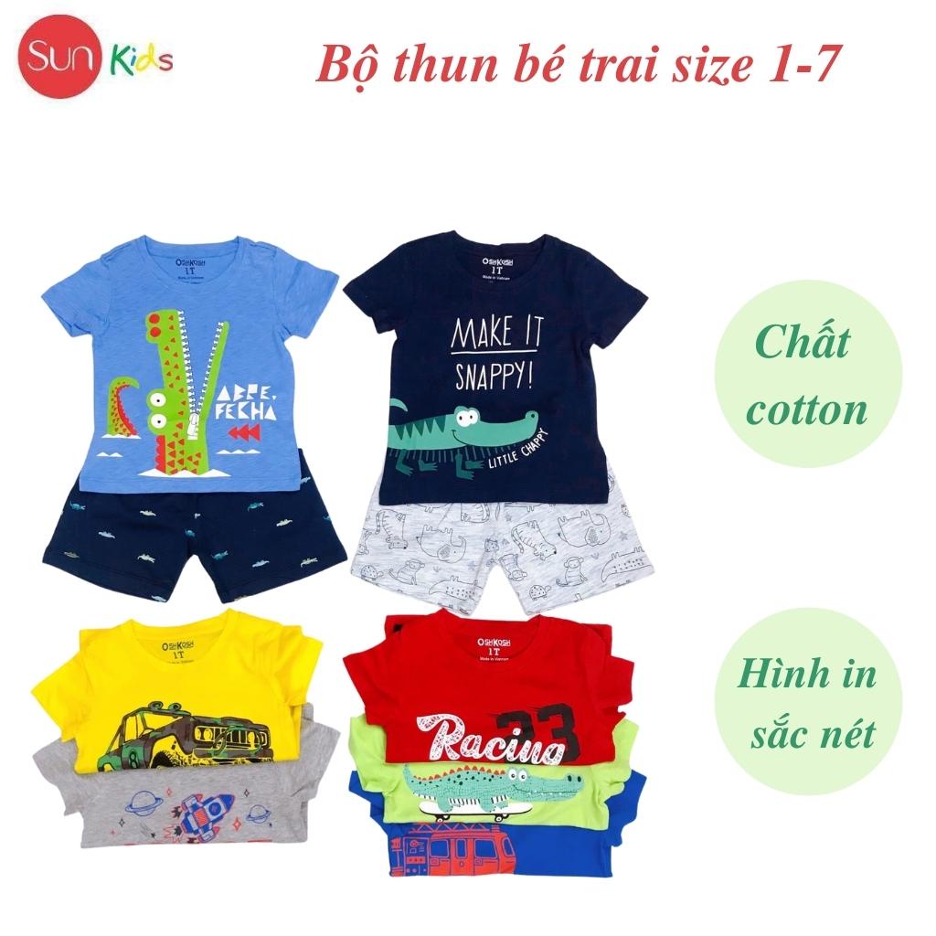 Đồ bộ bé trai, đồ bộ trẻ em chất thun cotton, size 1-7 tuổi, có nhiều màu - SUNKIDS